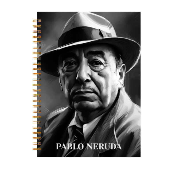 Pablo Neruda Notebook - Gold Spiral